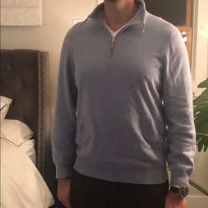 Brunello Cucinelli cashmere light blue half zip